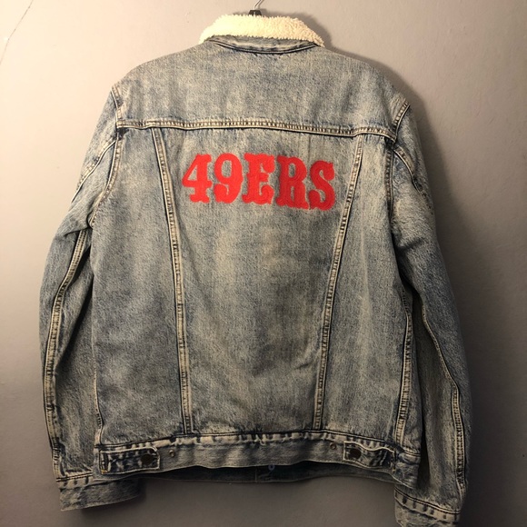 New Levis Sf 49ers Sherpa Denim Trucker 